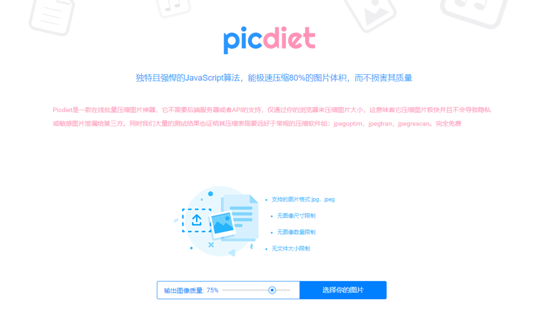 Picdiet图片无损压缩